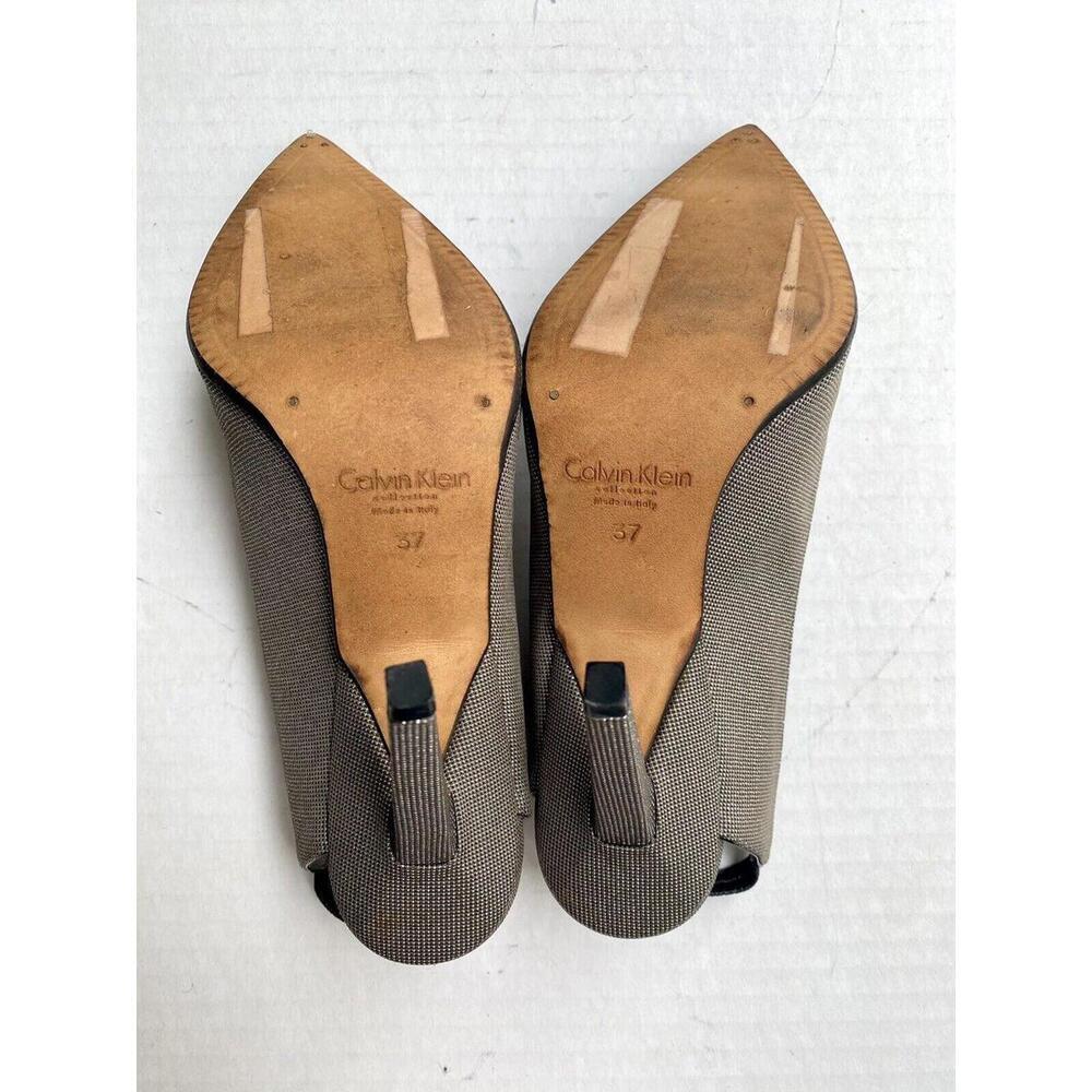 New CALVIN KLEIN COLLECTION Silver Slingback Pumps SHOES 37 / 7 - Picture 7 of 9